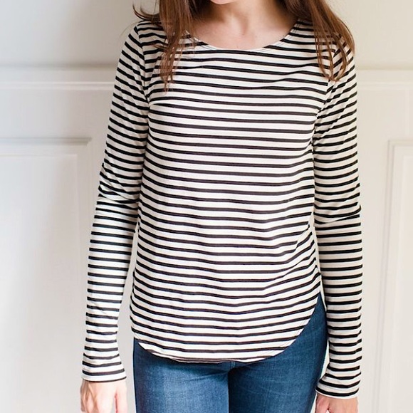 FRANC Tops - FRANC Boatneck Long Sleeve Striped Top, Black and White, Size 1X, NWT